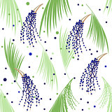 Seamless pattern berries and leaves of Acai