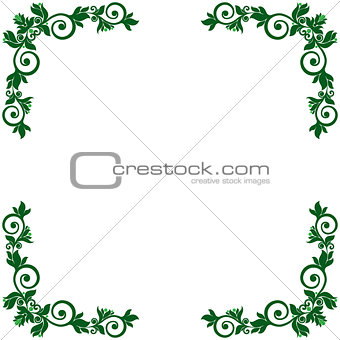 Pattern with green floral frame