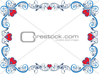 Red and blue floral Valentine frame