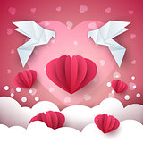 Valentine day. Paper heart illustration.