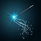Magic wand with flying snowflakes
