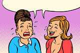 girlfriend women one cries, other laughs