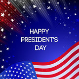 Vector Presidents Day card. National american holiday illustration with USA flag on black background.