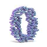 Purple blue font made of tubes NUMBER ZERO 0 3D