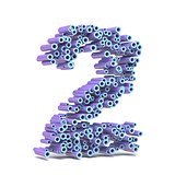 Purple blue font made of tubes NUMBER TWO 2 3D