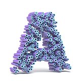Purple blue font made of tubes LETTER A 3D
