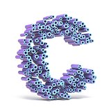 Purple blue font made of tubes LETTER C 3D