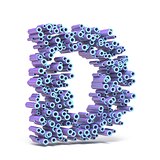 Purple blue font made of tubes LETTER D 3D