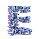 Purple blue font made of tubes LETTER E 3D
