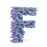 Purple blue font made of tubes LETTER F 3D