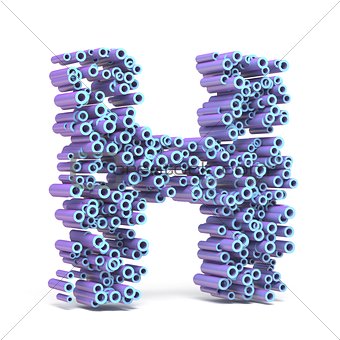 Purple blue font made of tubes LETTER H 3D