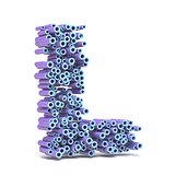 Purple blue font made of tubes LETTER L 3D