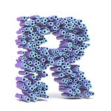 Purple blue font made of tubes LETTER R 3D