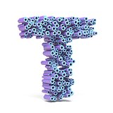 Purple blue font made of tubes LETTER T 3D