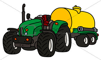The tractor with a tank trailer