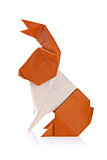 Brown easter bunny of origami.