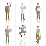 Vector silhouettes of business people color