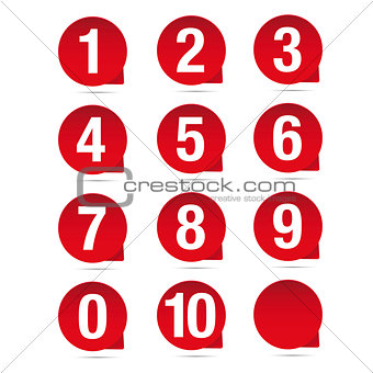 Number set red vector label
