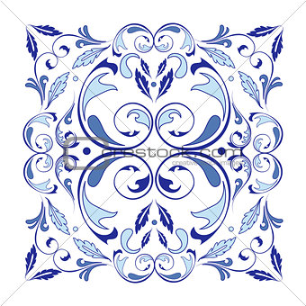 Oriental vector square ornament with arabesques elements
