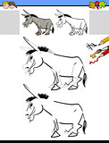 drawing and coloring worksheet with donkey