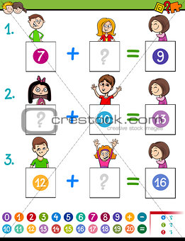 maths addition educational game with funny kids