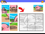 jigsaw puzzles with pig farm animal character