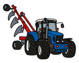 The blue tractor with a plow
