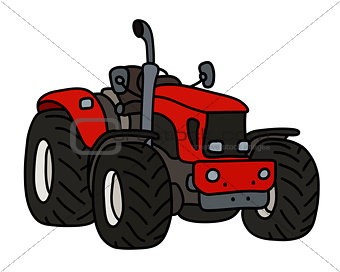 The red small tractor