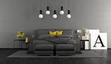 Gray and black master bedroom