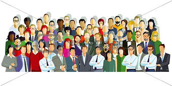 Large group of people introduce themselves, illustration