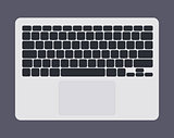 White laptop computer keyboard with black keys graphic vector illustration isolated