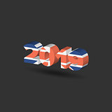 New Year sign with United Kingdom flag texture