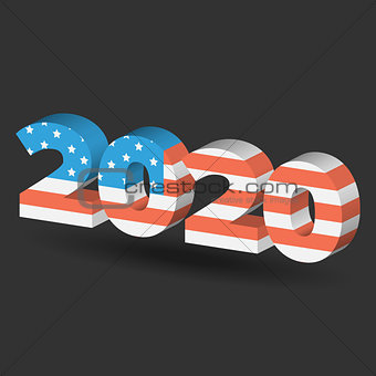 New Year sign with USA flag texture