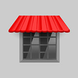 Vector red awning on window