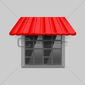 Vector red awning on window