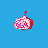Bright illustration of a red pomegranate fruit 