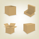 Flat icons of cardboard boxes, vector illustration.