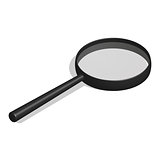 Photo realistic magnifier in 3d isometric, vector illustration.
