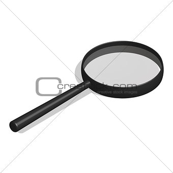 Photo realistic magnifier in 3d isometric, vector illustration.