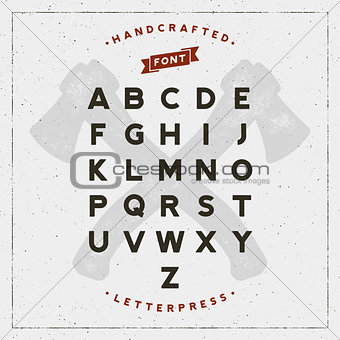 vintage retro handcrafted font with letterpress effect. vector illustration