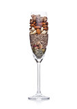 Glass with healthy organic nuts almonds and cashew