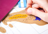 Travel holiday to Argentina concept with passport