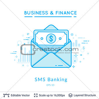 Bank message symbol on white.