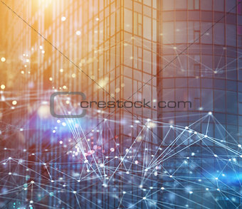 Abstract internet connection network background with motion effects