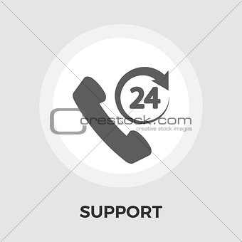 Support 24 hours flat icon