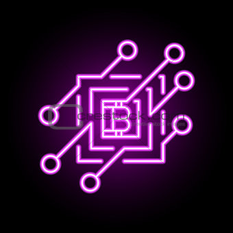 Blockchain vector concept icon or design element in neon style.