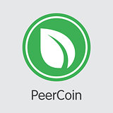Peercoin - Blockchain Cryptocurrency Coin Symbol.