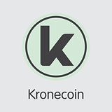 Kronecoin Cryptographic Currency. Vector KRONE Coin Image.