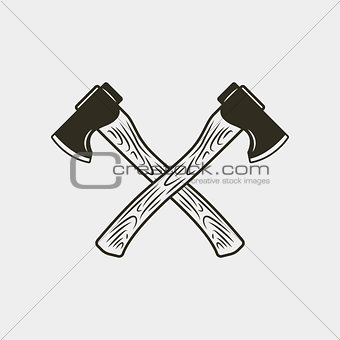 two crossed axes isolated on white background. vector illustration