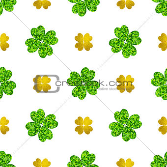 Pattern with green and golden clover